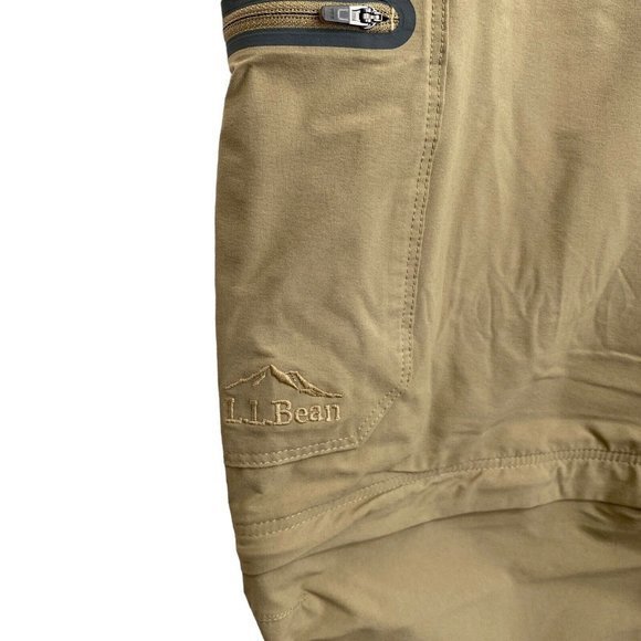LL Bean Convertible Cargo Pants Mens Size 40x30 Khaki Stretch Outdoors Hiking - Picture 6 of 7